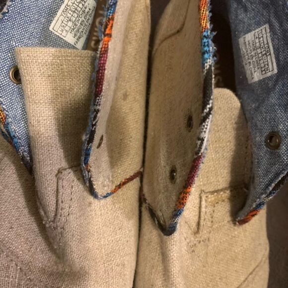 TOMS Womens Size 4 Linen Wedge Lace Up Ankle Boots Shoes Heel Bootie - Picture 3 of 8